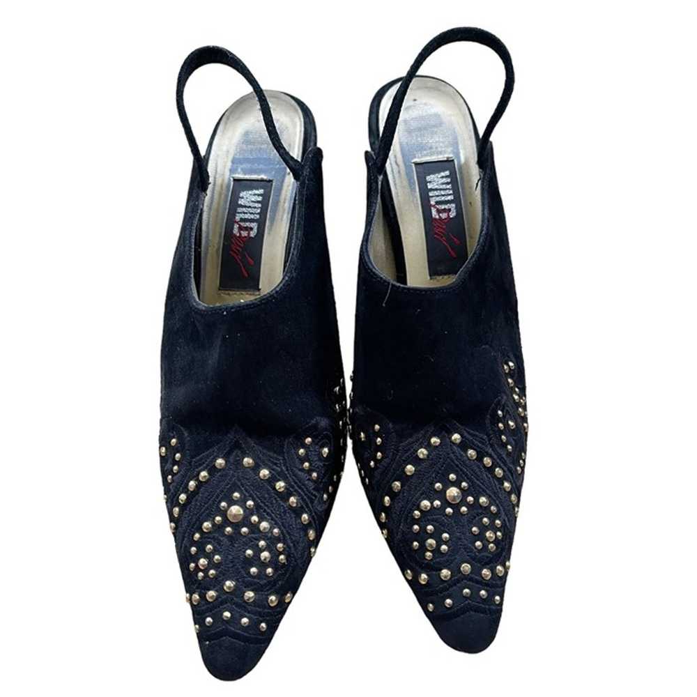 Vintage 90's Wild Pair 7.5 STUDDED Suede Slingbac… - image 7