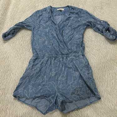 Cloth and stone floral denim romper size small