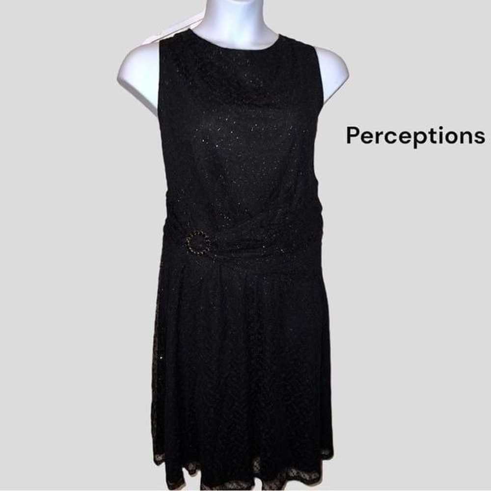 Perceptions black evening dress with gold sparkle! - image 1