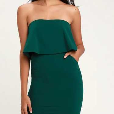 Lulus Lots of Love Emerald Green Strapless Midi Dr