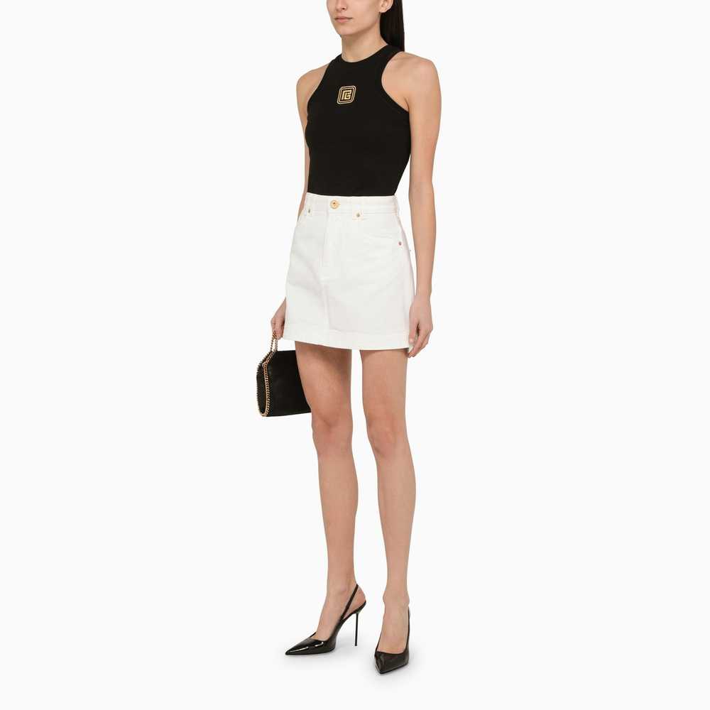 Balmain White Denim Miniskirt - image 2
