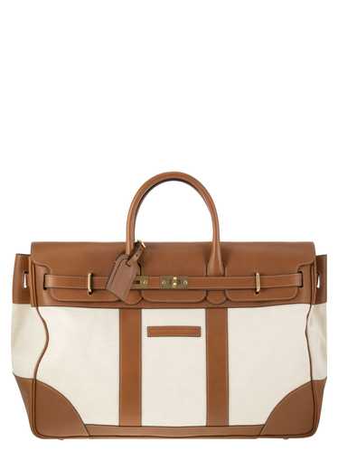 Brunello Cucinelli Country Bag In Leather And Fabr