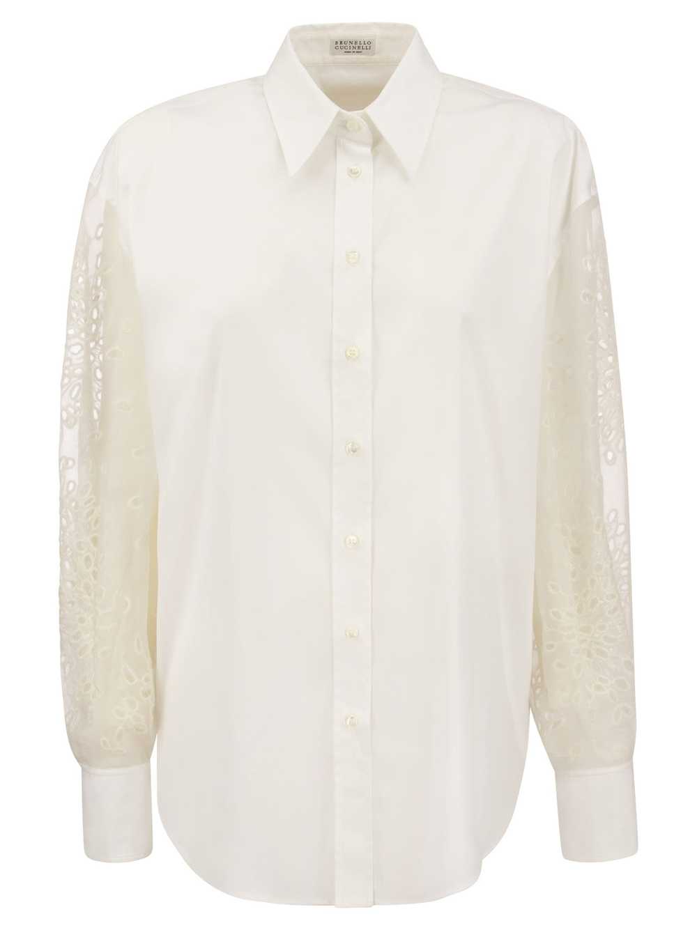 Brunello Cucinelli Stretch Cotton Poplin Shirt Wi… - image 1