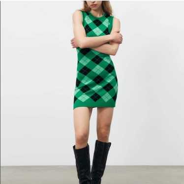 NWOT Zara Argyle Green Jacquard Knit Dress