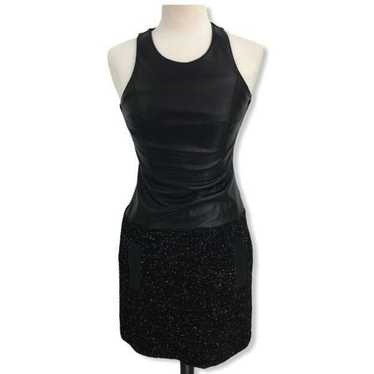 Bailey44 Black Faux Leather Boucle Dress