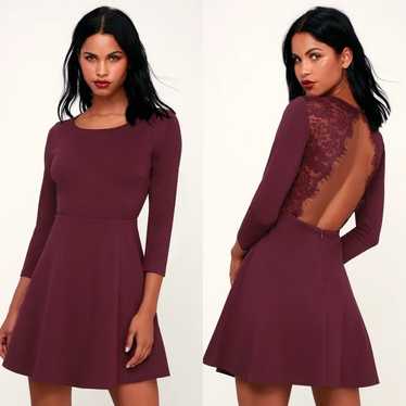 Lulus Felicity Plum Purple Backless Lace Skater Mi