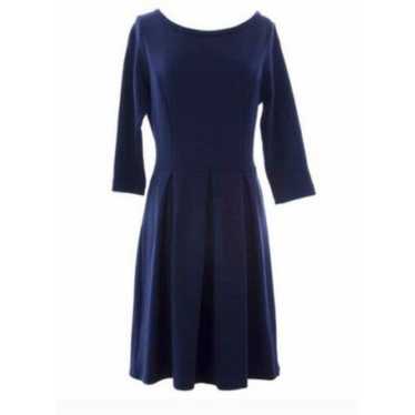 Boden LouLou Navy Pleated 3/4 length sleeve Dress