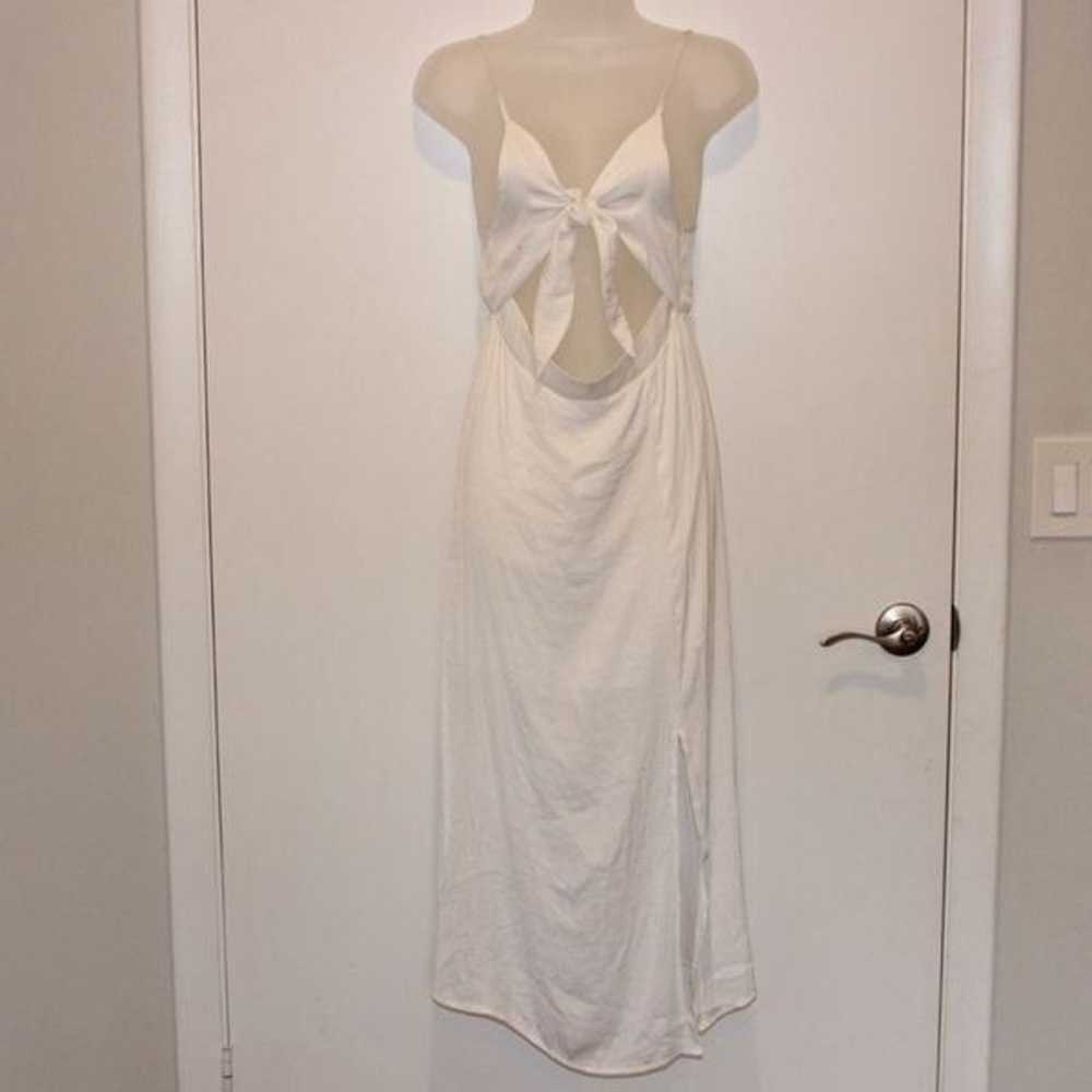 NSR White Spaghetti Strap Midi Dress With Cutout … - image 2