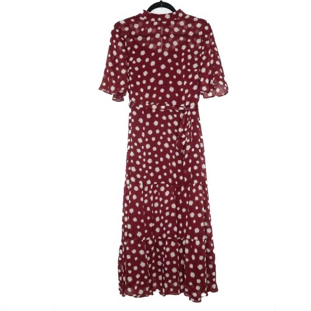 Maggy London Burgundy & White Floral Tiered Midi … - image 2