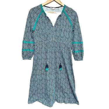 Boden Floral Boho Dress Womens 6 Blue Green Lace … - image 1