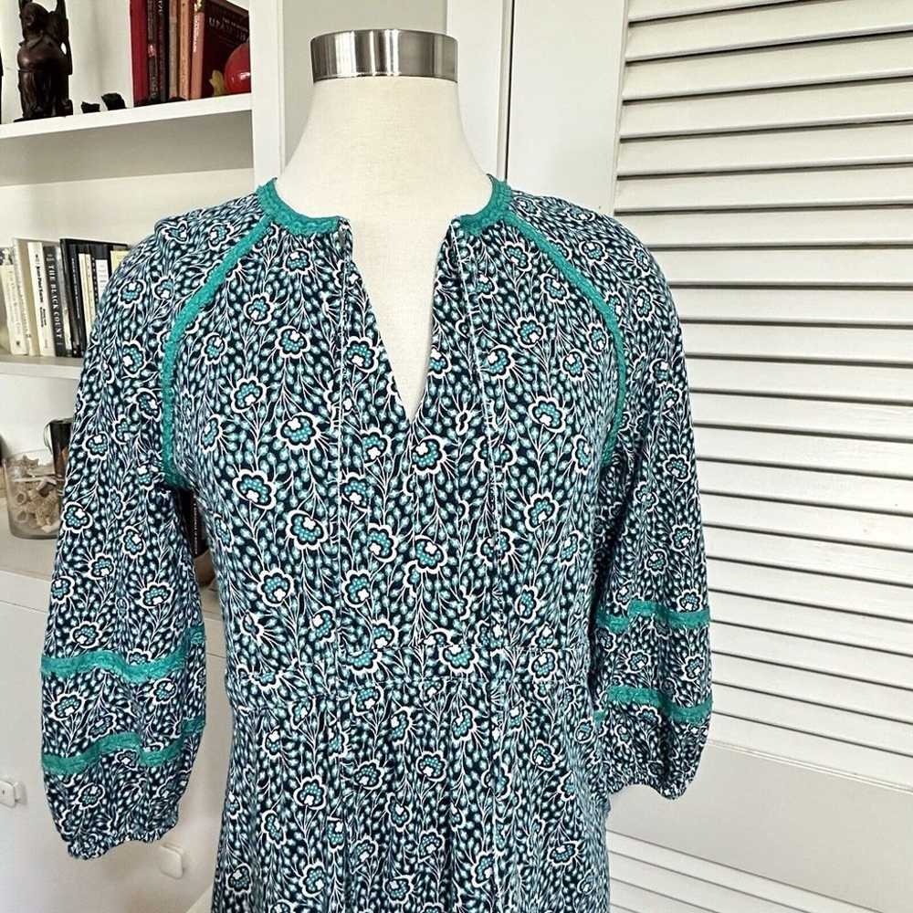 Boden Floral Boho Dress Womens 6 Blue Green Lace … - image 3