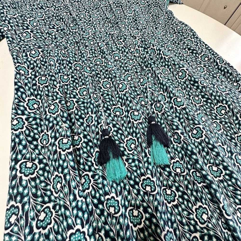 Boden Floral Boho Dress Womens 6 Blue Green Lace … - image 5