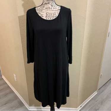 Joan Vass long sleeve black dress size large