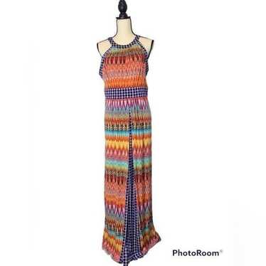 London Times vibrate color maxi dress with halter 