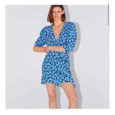 ZARA BLUE FLORAL DRESS SMALL - image 1