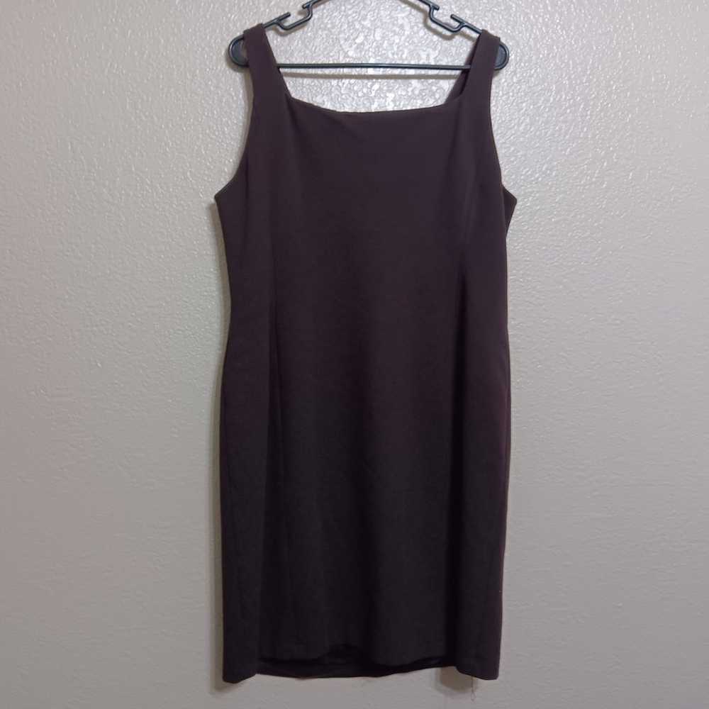 Eileen Fisher Brown Ponte Knit V-Neck Dress - image 3