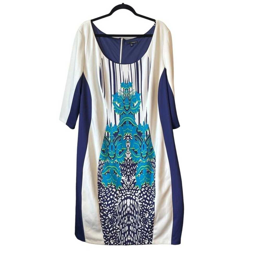 Sangria Sheath Dress Color Block Placed Geometric… - image 1