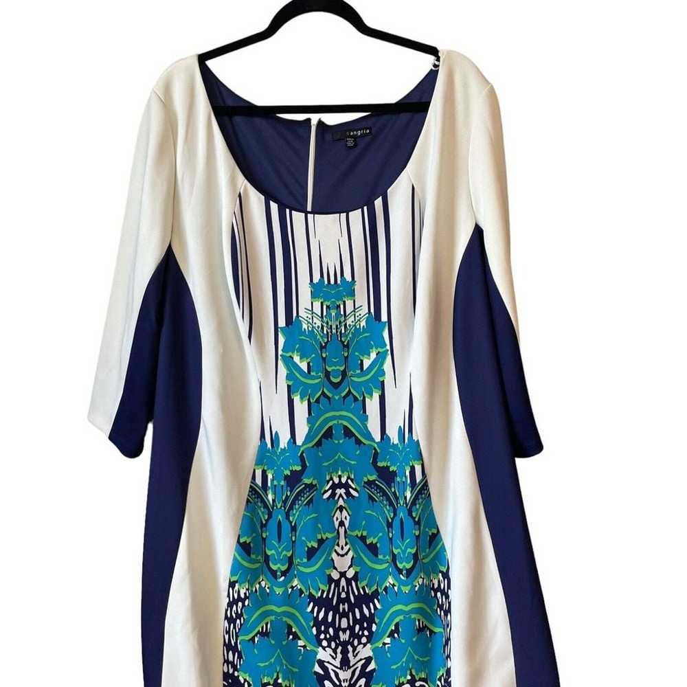 Sangria Sheath Dress Color Block Placed Geometric… - image 2
