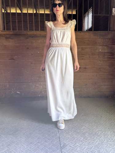 1940s White Cold Rayon Nightgown