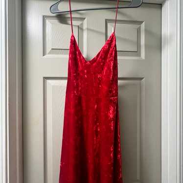Red velvet mini dress