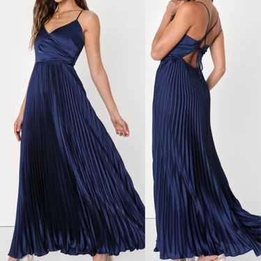 LULU'S XS Navy Blue Precious Sentiments Pleated S… - image 1