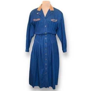 Vintage Liz Claiborne Dress Western Style Denim T… - image 1