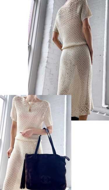 70s sheer crochet knit dress