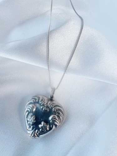 sterling silver 925 puff heart necklace