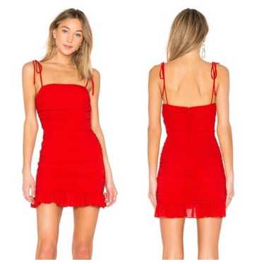 Lovers + Friends Amy Ruched Mini Dress S Red - image 1