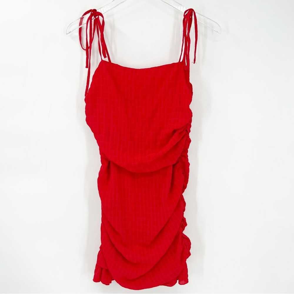 Lovers + Friends Amy Ruched Mini Dress S Red - image 2
