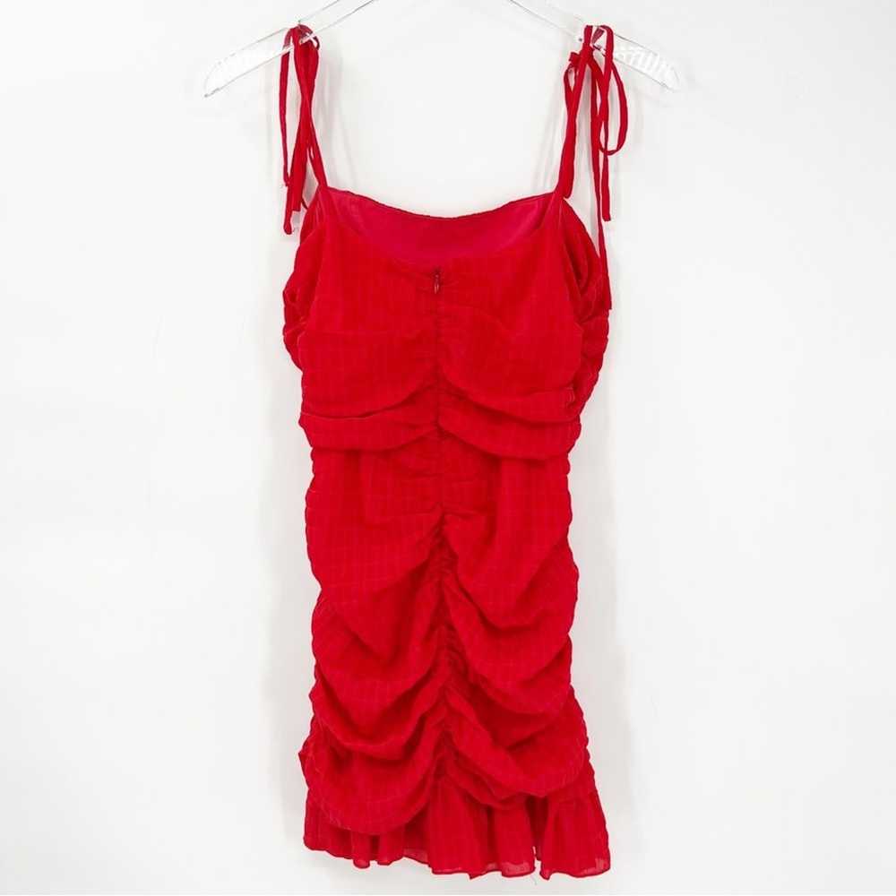 Lovers + Friends Amy Ruched Mini Dress S Red - image 3