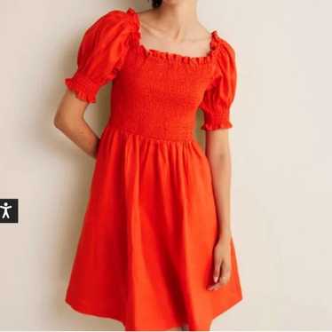 NWOT Boden Linen Smocked Dress Size US 8