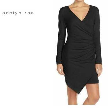 Adelyn Rae Asymmetrical Long Sleeve Black Faux Wra