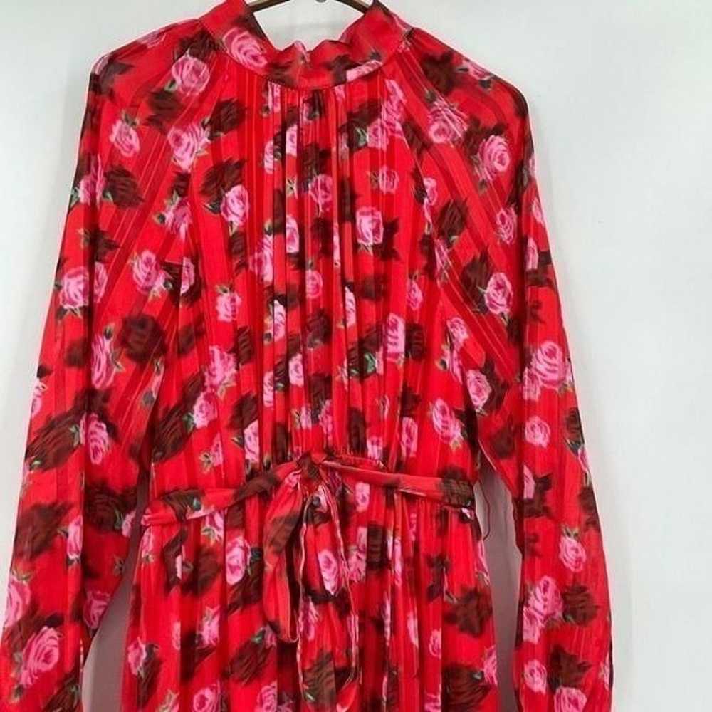Urban Revivo Red Long Sleeve Floral Print Belted … - image 2