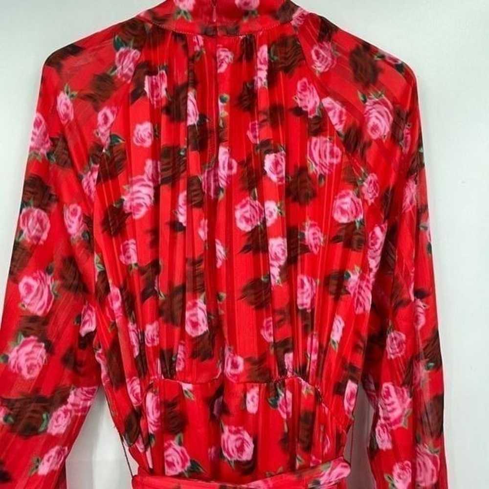 Urban Revivo Red Long Sleeve Floral Print Belted … - image 8
