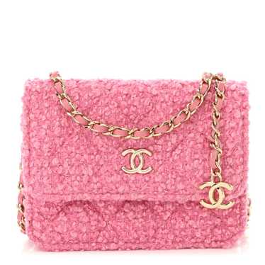 CHANEL Tweed Quilted Flap Chain Waist Bag Pink