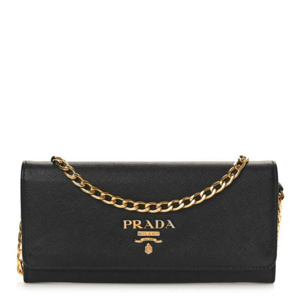 PRADA Saffiano Lux Chain Wallet Black - image 1