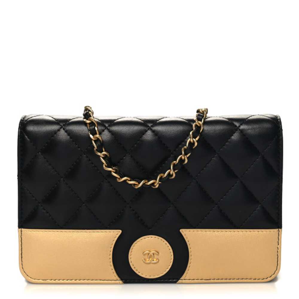 CHANEL Lambskin Quilted Wallet On Chain WOC Black… - image 1