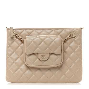 CHANEL Iridescent Lambskin Quilted Pouch With Flap