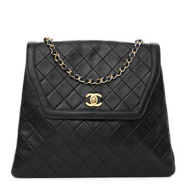 CHANEL Lambskin Quilted Single Flap Black
