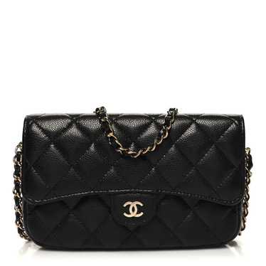CHANEL Caviar Quilted Flap Phone Holder With Chain