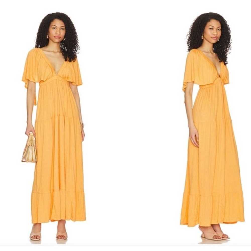 Free People La La Maxi Dress V-Neck Flutter Sleev… - image 1