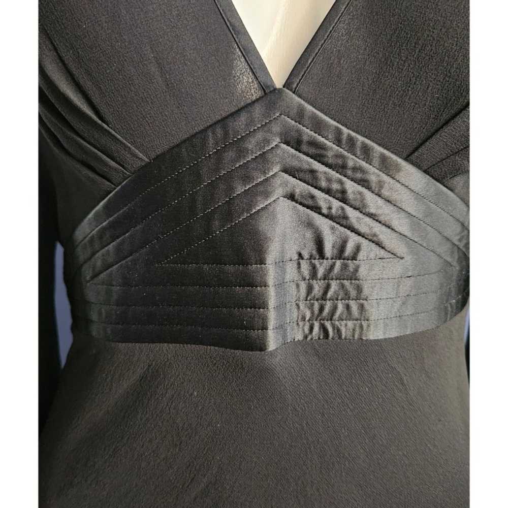 Express Sheer Sleeve V Neck Black Silk Dress sz 8 - image 5