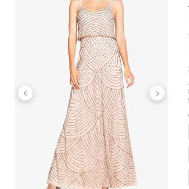 Adrianna Papell Art Deco Beaded Blouson Maxi Dress