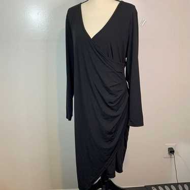 Eloquii black faux wrap dress long sleeves 22