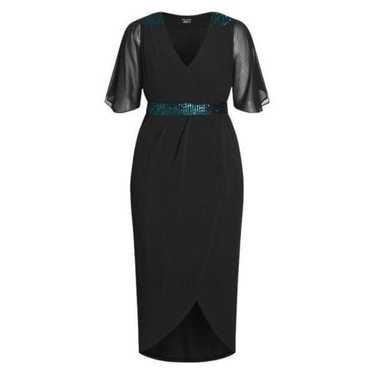 City Chic Sequin Layer Skirt Maxi Dress Black Emer