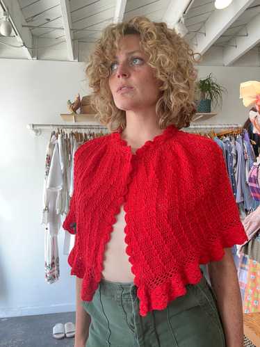 Vintage Red Crochet Capelet