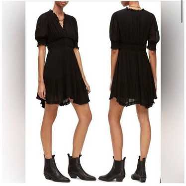 NWOT Allsaints via ruffle detail black dress size 