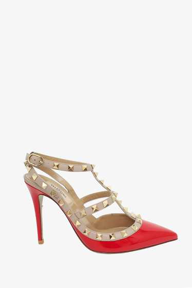 Valentino Red Patent Leather Rockstud Cage Heels S