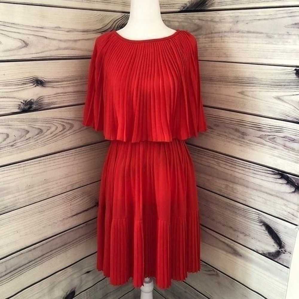 Kate Spade Red Pleated Cape Dress - image 3